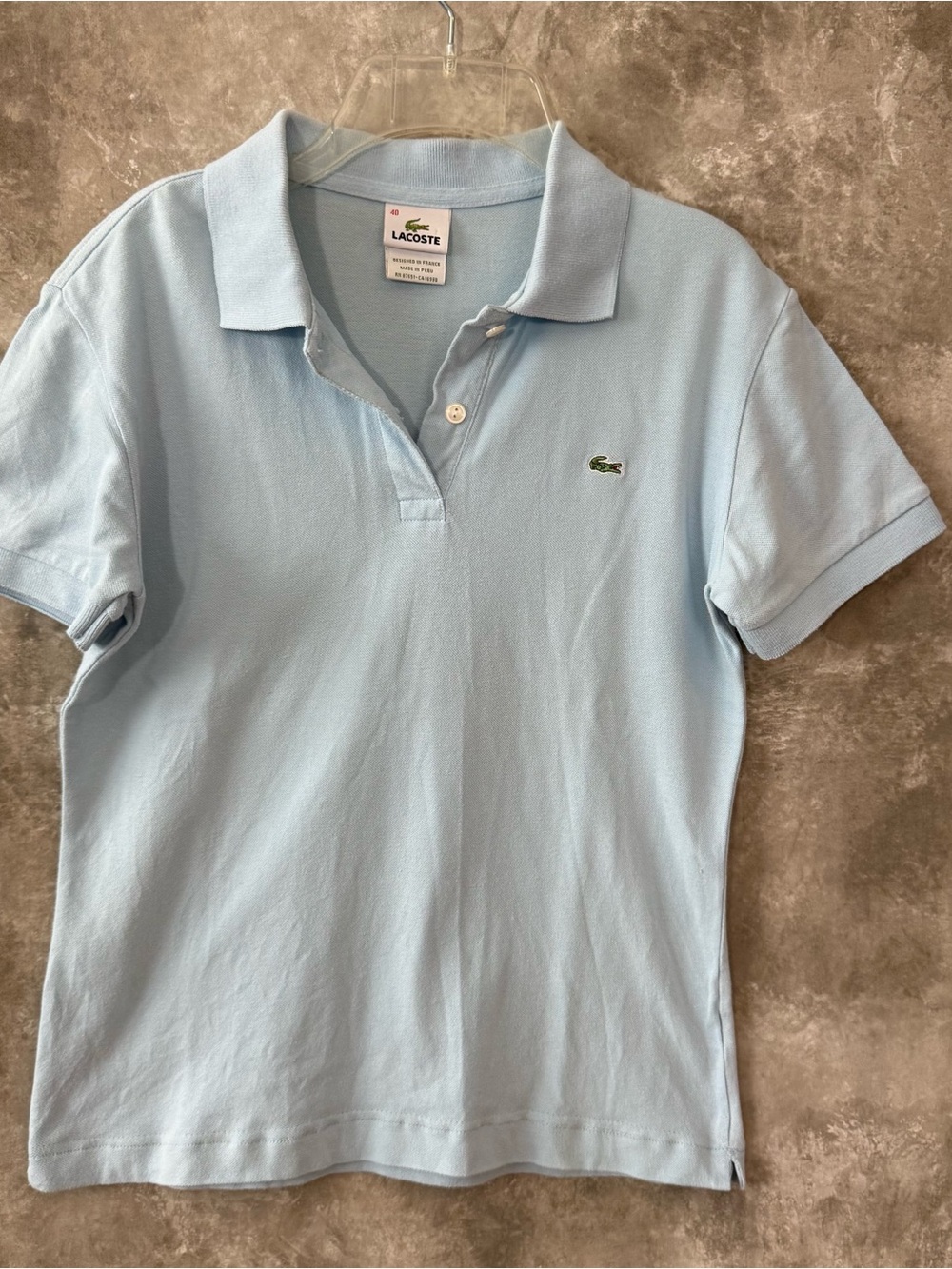 Lacoste Pale Blue Polo with Green Crocodile Logo